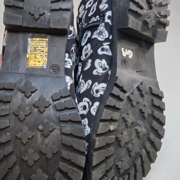 DISNEY Mickey Mouse Combat Boots Womens Size 8 Black White HOT TOPIC RETRO - Picture 9 of 9